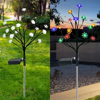 Solcellelampe med lotus blomster på spyd - Multifarvet lys